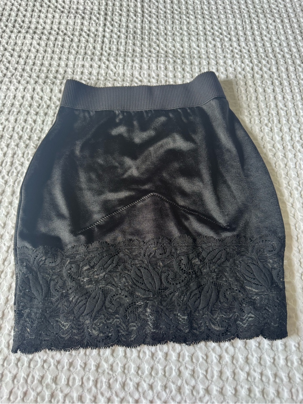 Victoria's Secret Black  pre owner Skin satin  half slip girdle panty vintage